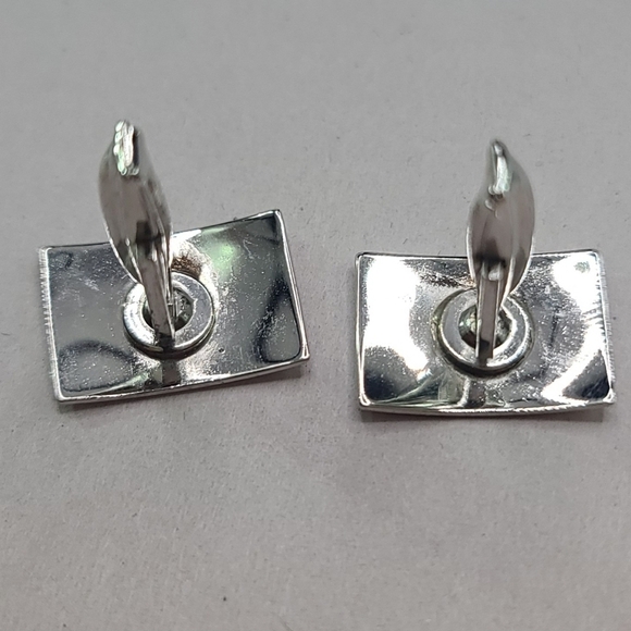 Mirrored Etched Silver Tone Cufflinks - Picture 2 of 2